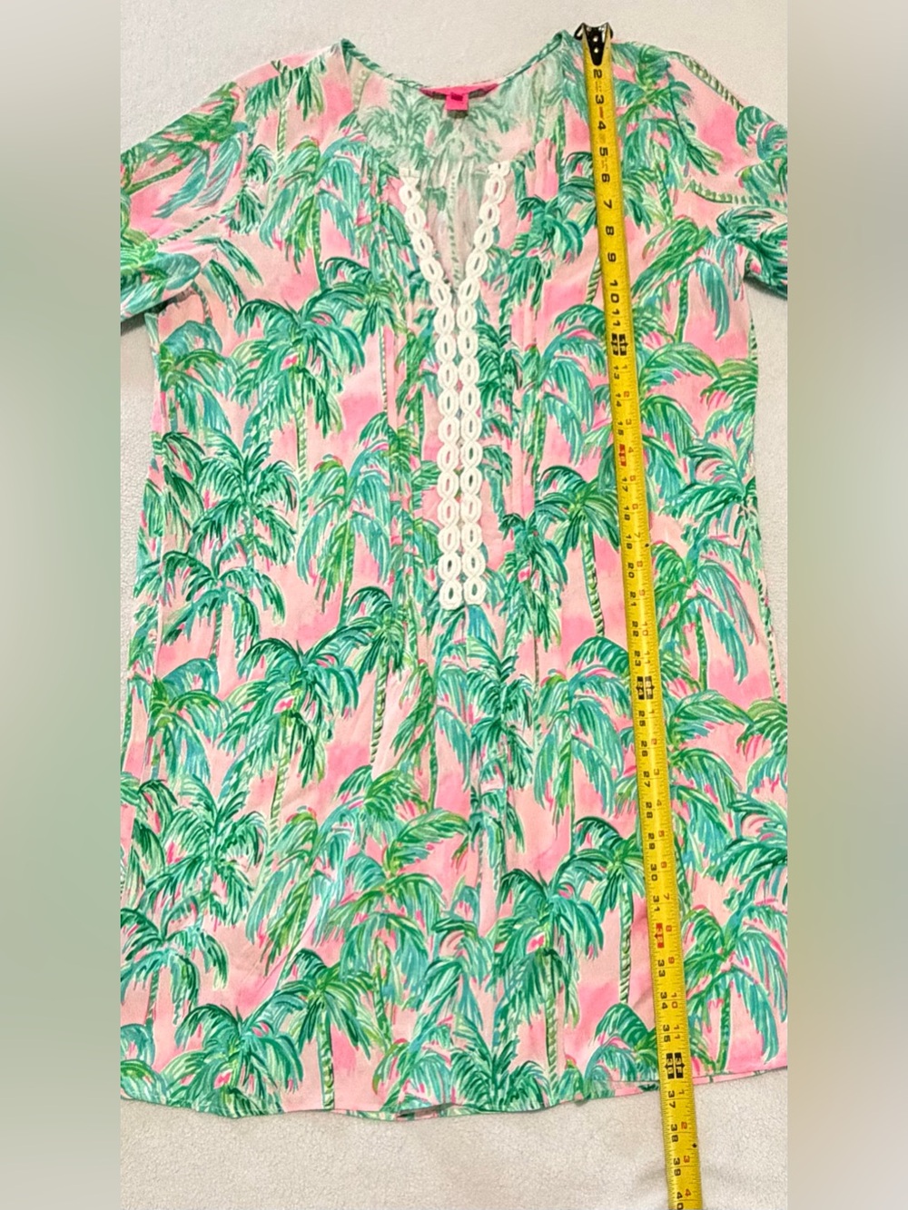 Lilly Pulitzer Hollie Tunic Dress Palm Trees Pink Blossom Large - Picture 9 of 11